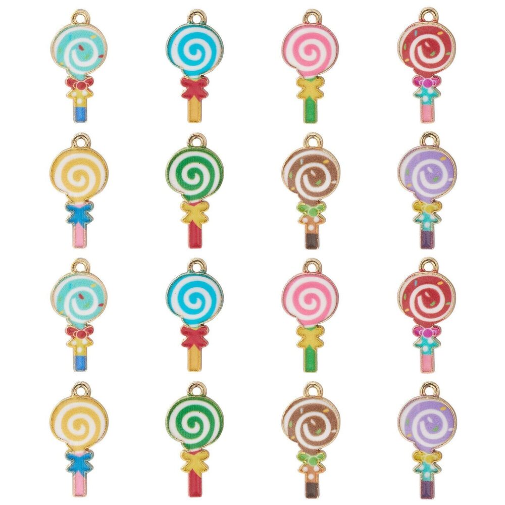 7008 40pcs Enamel Candy Charms - Flower Printed Sweet Food Dessert Charms